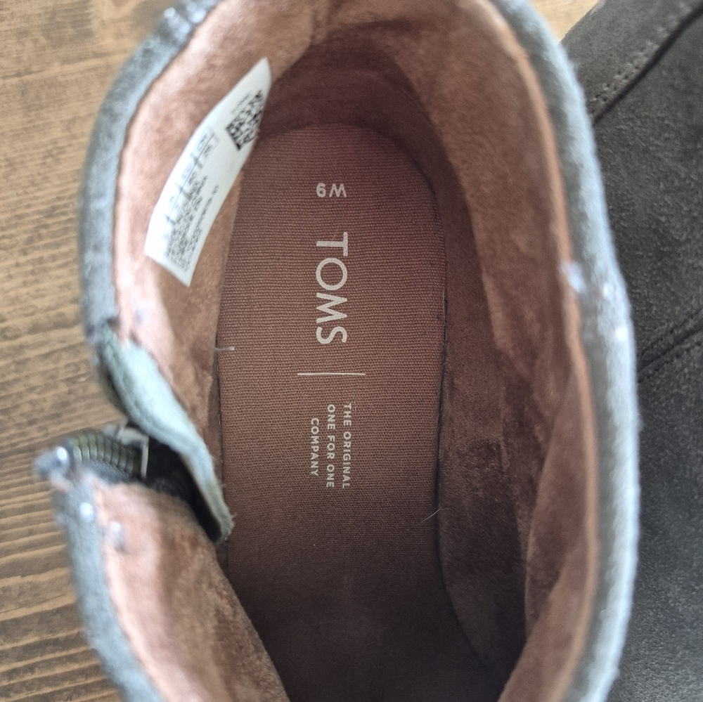 Sage Green TOMS Suede Ankle Boots - Picture 3 of 5